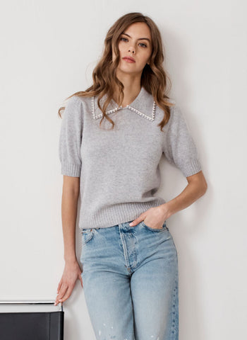 Peter Pan Collar With Rhinstones