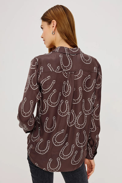 Alyssa Silk Shirt - Brown Horseshoe