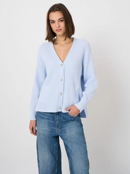 Textured Cotton Waffle-Knit Cardigan