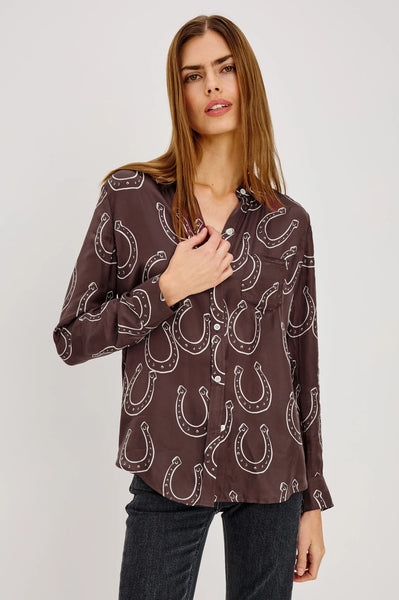 Alyssa Silk Shirt - Brown Horseshoe