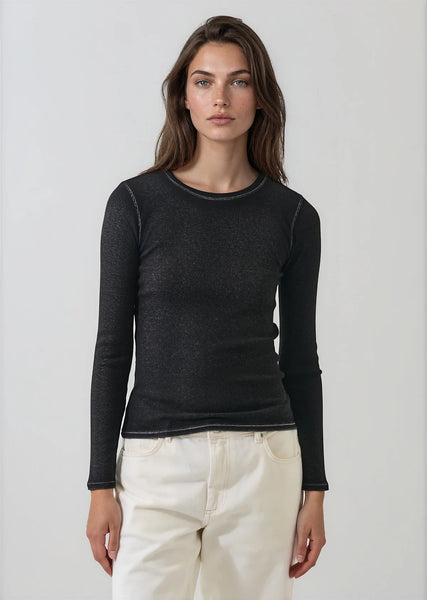 Vintage Wash Pima Long Sleeve Cotton Stretch Ribbed Tee