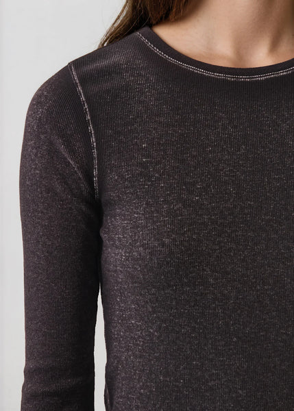 Vintage Wash Pima Long Sleeve Cotton Stretch Ribbed Tee