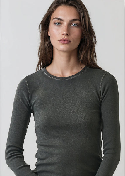 Vintage Wash Pima Long Sleeve Cotton Stretch Ribbed Tee