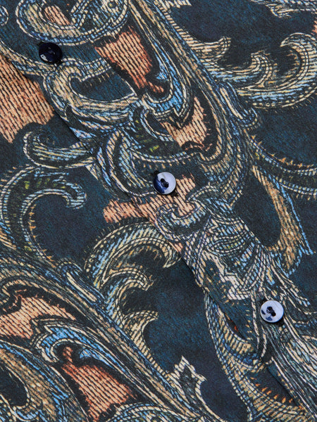 Dani Silk Blouse - Midnight Multi Etched Paisley