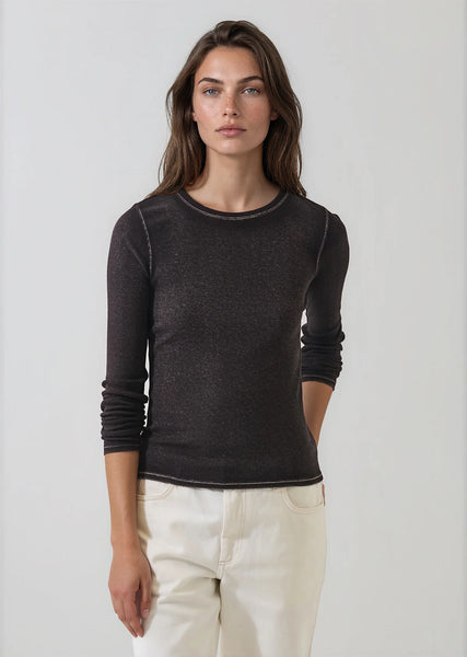 Vintage Wash Pima Long Sleeve Cotton Stretch Ribbed Tee