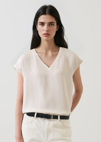 Silk Dolman V-Neck Tee
