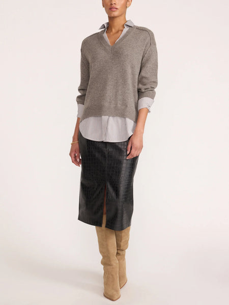 V-Neck Printed Layover Pullover