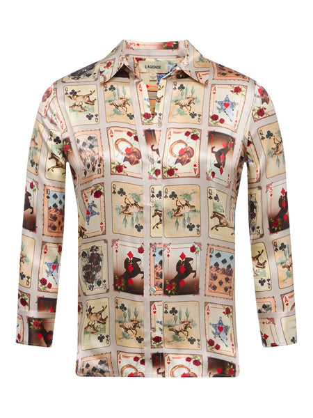 Dani Silk Blouse - Tan Multi Western Cards