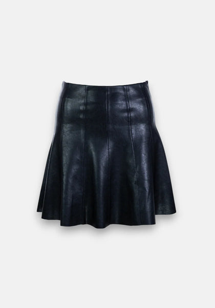 Flared Leather Mini Skirt