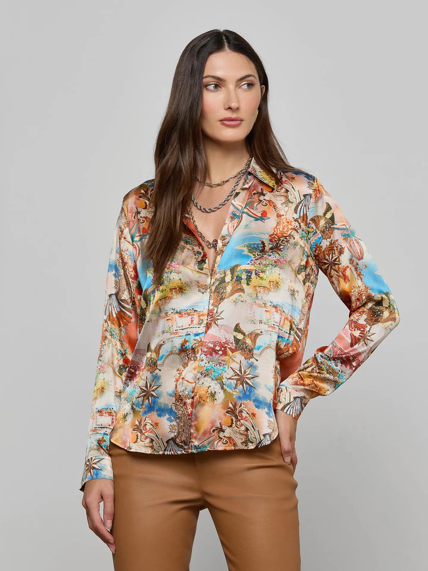 Tyler Silk Blouse - Multi Collage