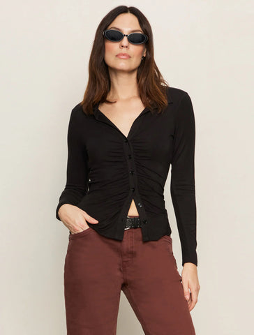Dreamgirl Ruched Button Up Top