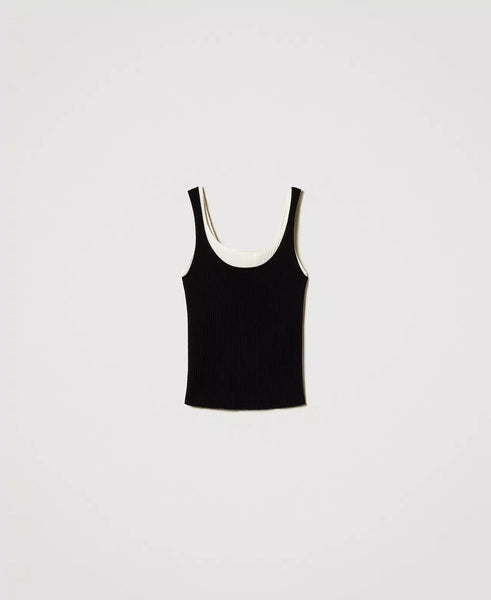 Trompe-l'œil fitted knit top