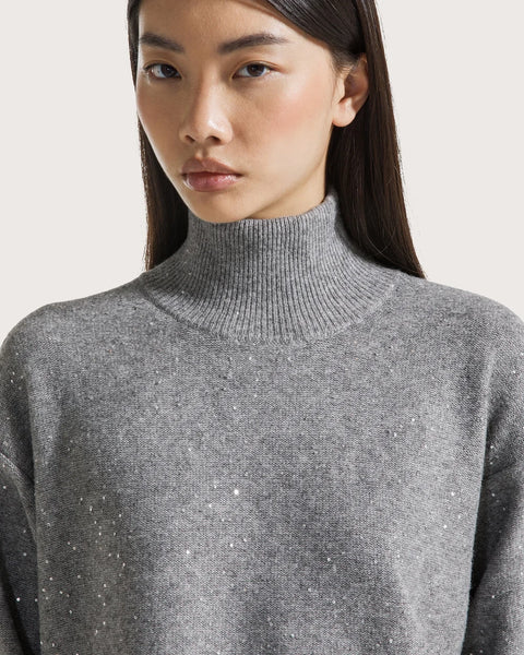 Mock Neck top with Micro Sequin