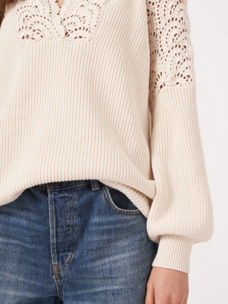 Crocheted Detail Knit Sweater