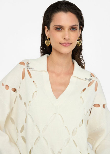 Jumper with Bejewelled Collar