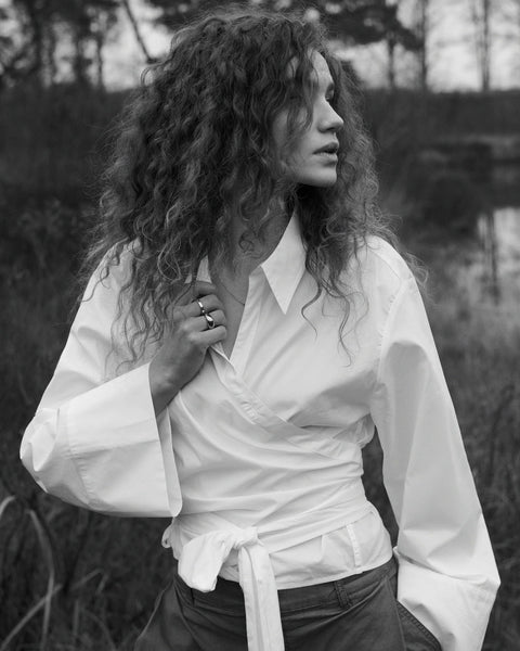 Wrap Blouse in Crispy Poplin - 2 Colours