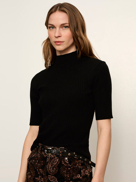 High Neck Ribbed Top