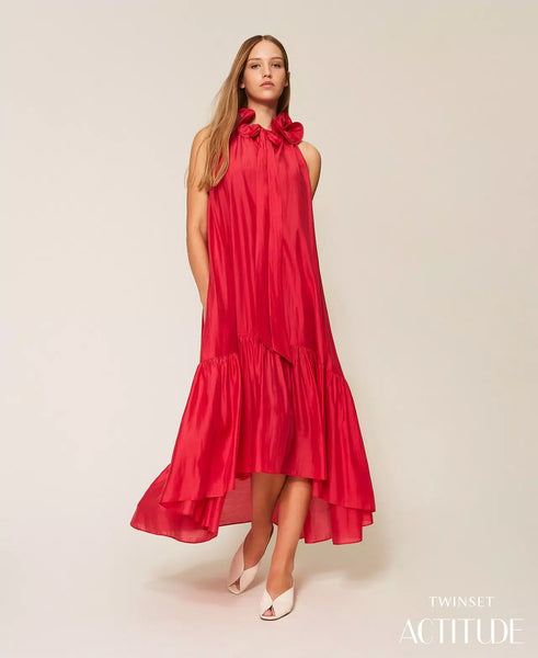 Long Voile Dress with Ruffles