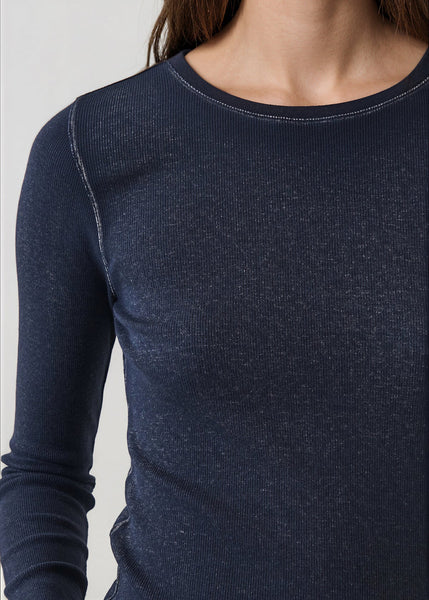 Vintage Wash Pima Long Sleeve Cotton Stretch Ribbed Tee