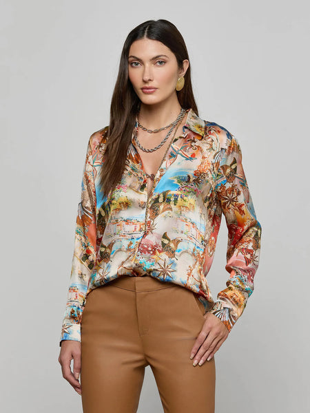 Tyler Silk Blouse - Multi Collage