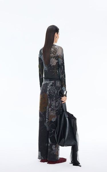 Oriental Print Second Skin Top- JNBY