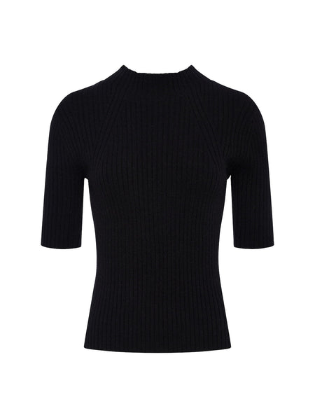 High Neck Ribbed Top