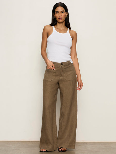 The Linen Marine Wide Leg Trousers