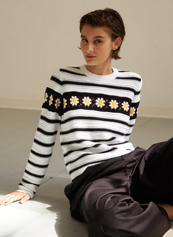 Brenton Stripe Daisy Sweater