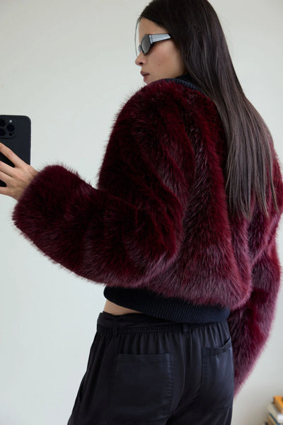Raspberry Faux Fur Jacket