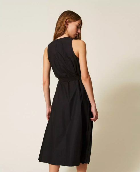 Crêpe de Chine and Poplin Long Dress