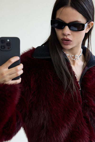 Raspberry Faux Fur Jacket