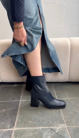 South Lazuli Blue Leather Ankle Boot