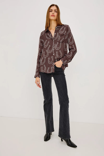 Alyssa Silk Shirt - Brown Horseshoe