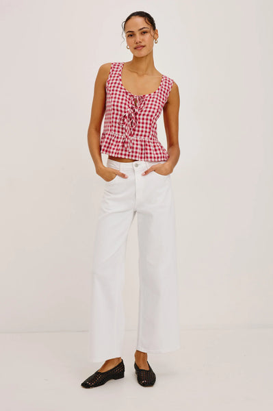 Jonah Picnic Check Tie Front Top