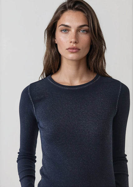 Vintage Wash Pima Long Sleeve Cotton Stretch Ribbed Tee