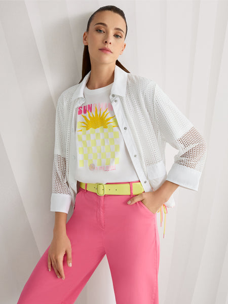White Jacket with Eyelet Pattern
