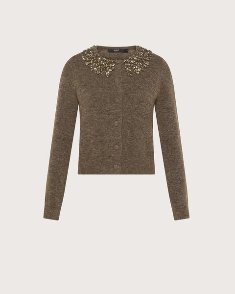 Wool Blend Cardigan with Jewelled Embellishments