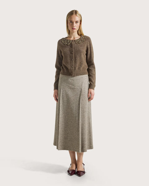 Wool Blend Cardigan with Jewelled Embellishments