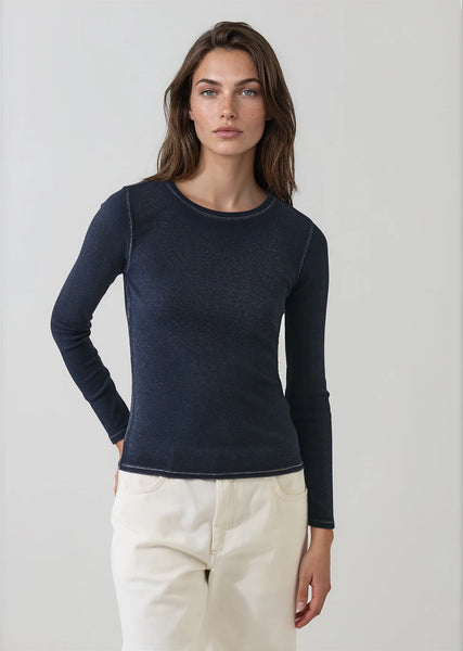 Vintage Wash Pima Long Sleeve Cotton Stretch Ribbed Tee