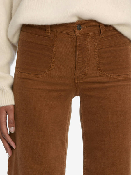 Le Slim Palazzo Modernist Pockets Corduroy in Maple Brown