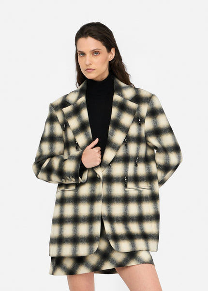 Chequered Jacket with Bejewelled Embroidery
