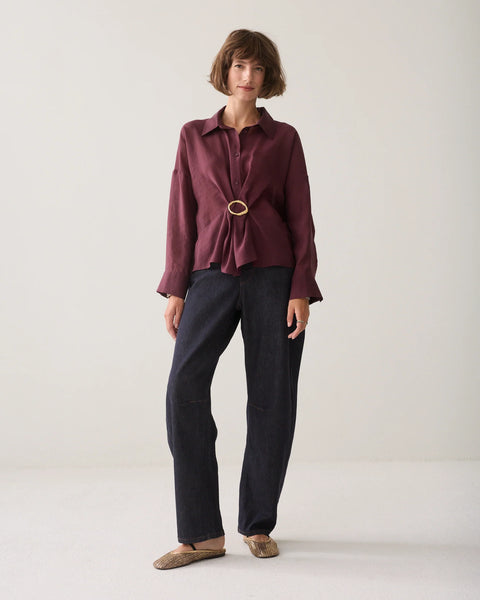 Cinched Blouse with Hardware