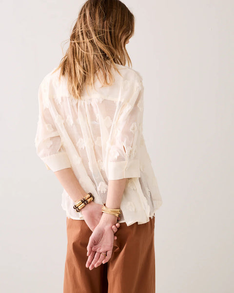 A-line Blouse with 3D Flowers