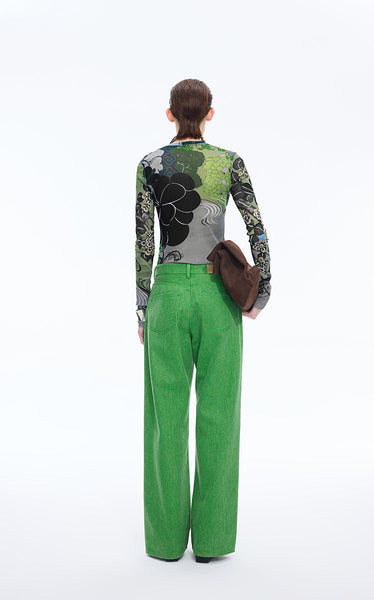 Oriental Print Second Skin Top- JNBY