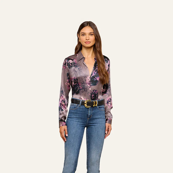 Tyler Silk Blouse - Concord Grape Small Multi Photo Flower