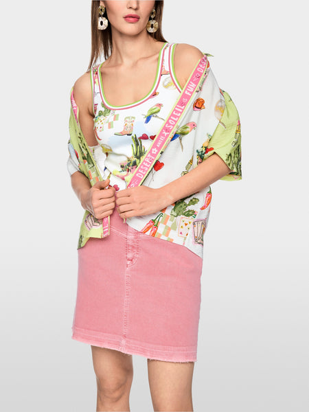 Ribbed Printed Tank Top
