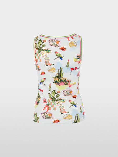 Ribbed Printed Tank Top