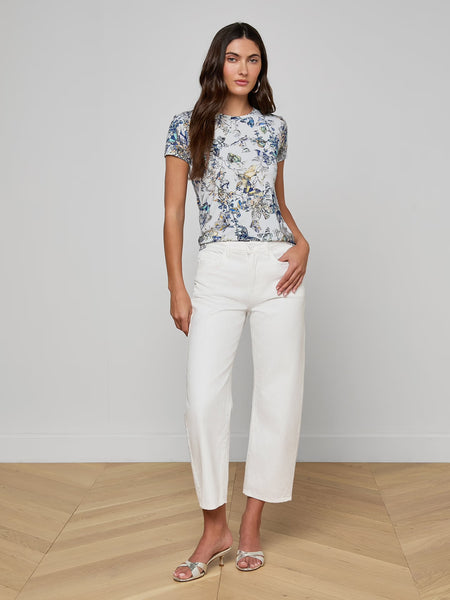 Ressi Fitted Tee - Grey Multi Watercolour Butterfly