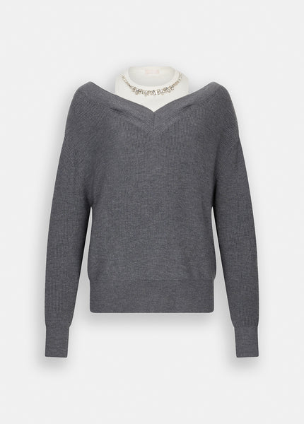 Cold Shoulder Bejewelled Jemper