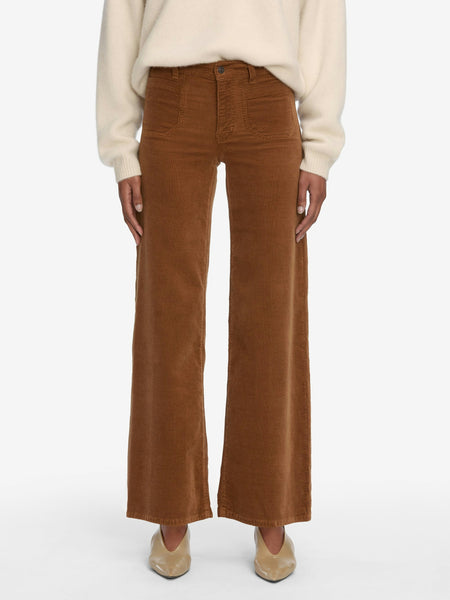 Le Slim Palazzo Modernist Pockets Corduroy in Maple Brown